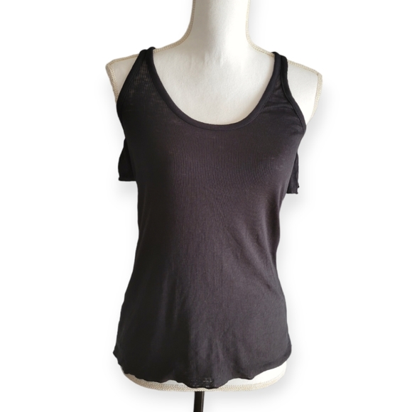 Chaser Black Rib Ruffle Back Racer Tank - Picture 3 of 6